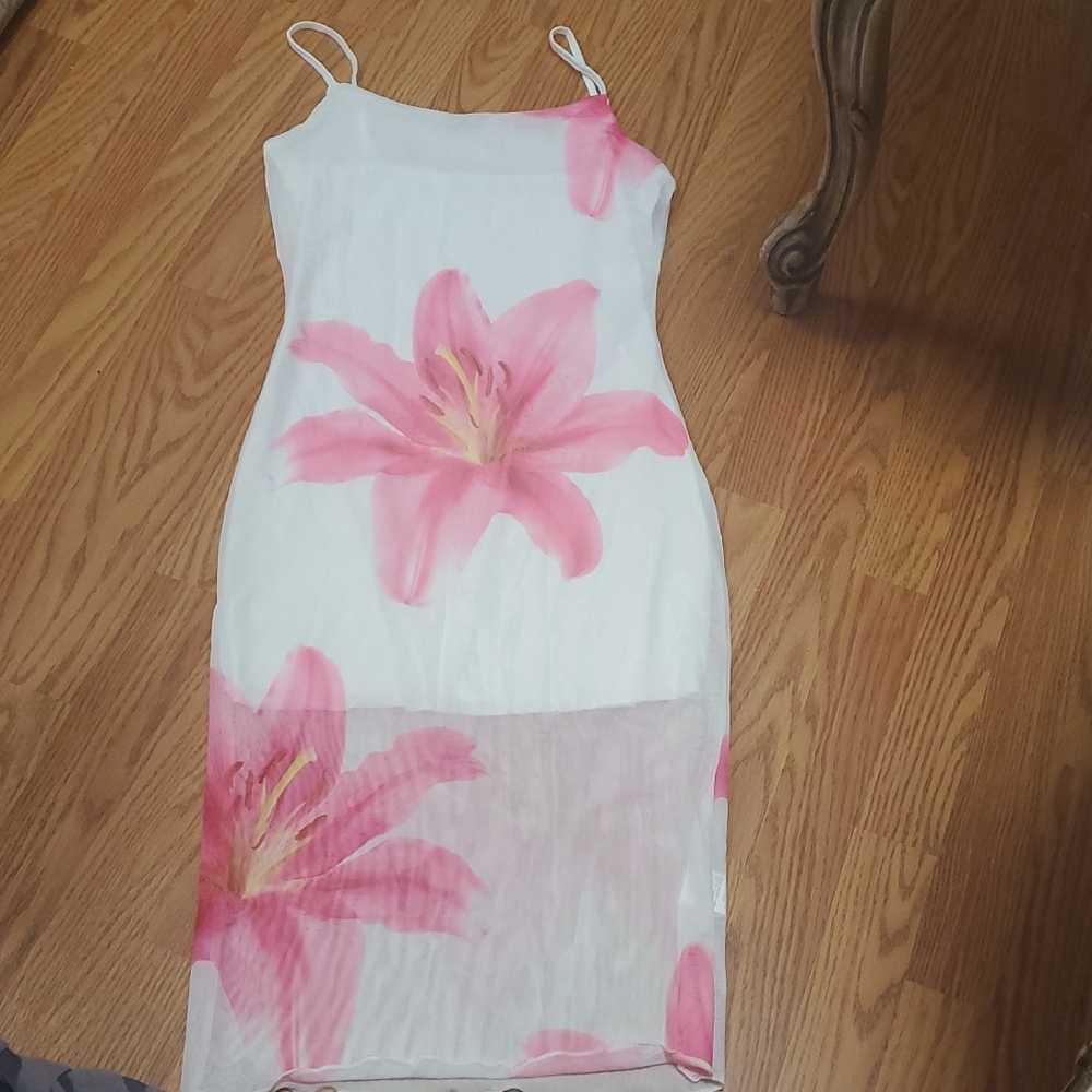 Floral Pink and White Women's Dress